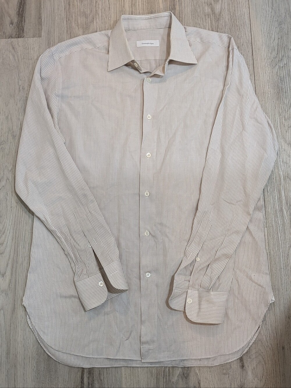 Ermenegildo Zegna Men’s Dress Shirt 41/16 Regular Fit Cotton Check Pattern